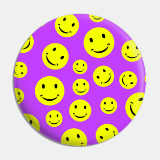 Smiley Face Seamless Pattern on Purple Background Pin