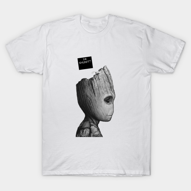 Black & white groot - Groot - T-Shirt | TeePublic