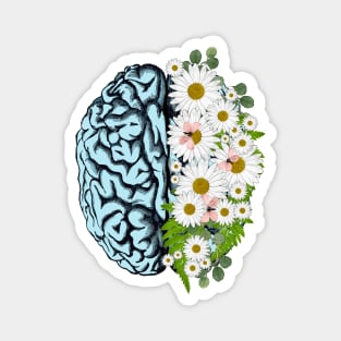 Blue Brain and daisies, Positivity, creativity, right hemisphere brain, health, Mental Magnet