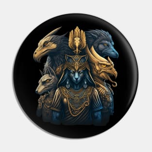 Ancient Egyption Gods Mythology Action V2 Pin