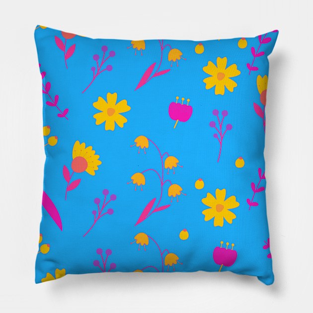 Pan Pride Simple Mixed Flowers Pattern Pillow by VernenInk