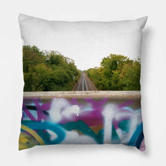 Grafitti Tracks Pillow by WonkeyCreations