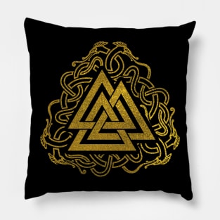 Gold Valknut Symbol Pillow