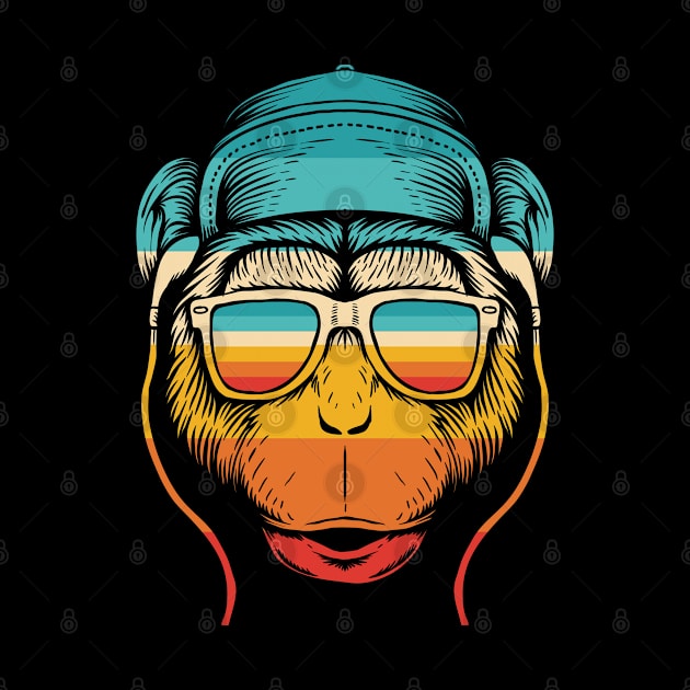 millennial chimp headphones hat music vintage colors by SpaceWiz95