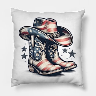 Toby Keith Hat And Shoes With Patriotic Accents Pillow