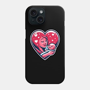 Mother Love Heart T-Shirt, Mother Holding Baby in Heart Illustration Tee, New Mom Gift, Mother's Day T-Shirt Graphic Tee Phone Case