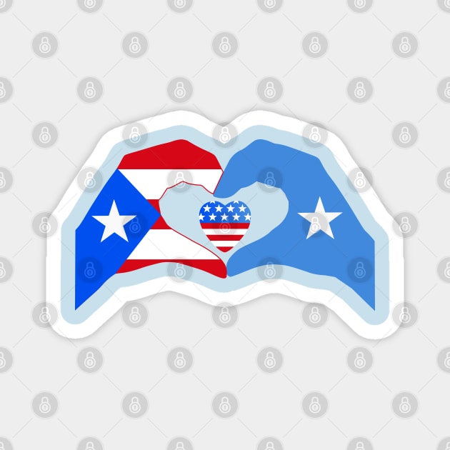 We Heart Puerto Rico & Somalia & USA Patriot Flag Series Magnet by Village Values