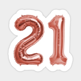 Rose Gold 21st Birthday Metallic Helium Balloons Numbers Magnet