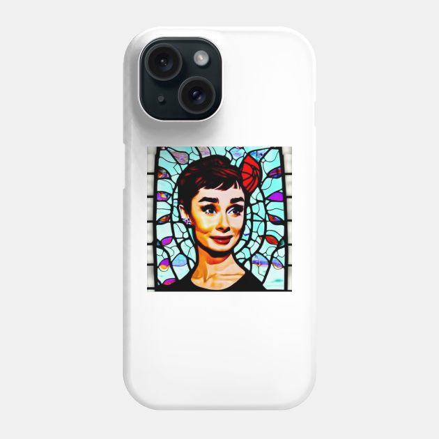 Audrey Hepburn Stained Glass Phone Case by Prints Charming