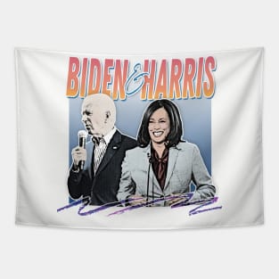 Joe Biden And Kamala Harris / Retro Style Fan Design Tapestry