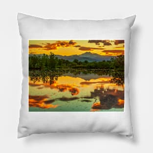 Hot Sunset At Golden Ponds Pillow