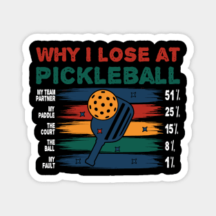 WHY I LOSE AT PICKLEBALL Magnet
