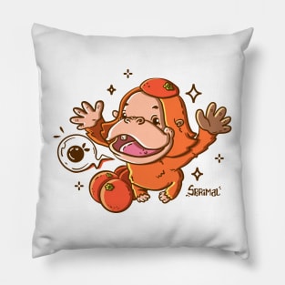 Little Overjoyed Orangeutan - The Orange-Loving Primate Pillow