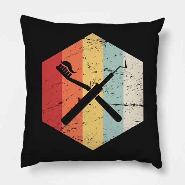 Vintage Retro Dental Picks Icon Pillow by MeatMan