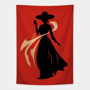 Elegance in Silhouette: The Lady In Black Tapestry