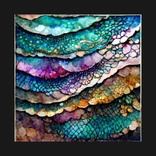 Mermaid Pattern Alcohol Ink T-Shirt