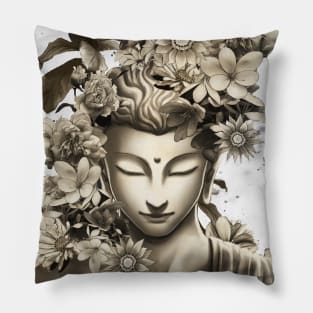 Buddha flowers meditation light version Pillow