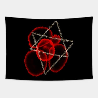 Red Splotches and Triangles Tapestry