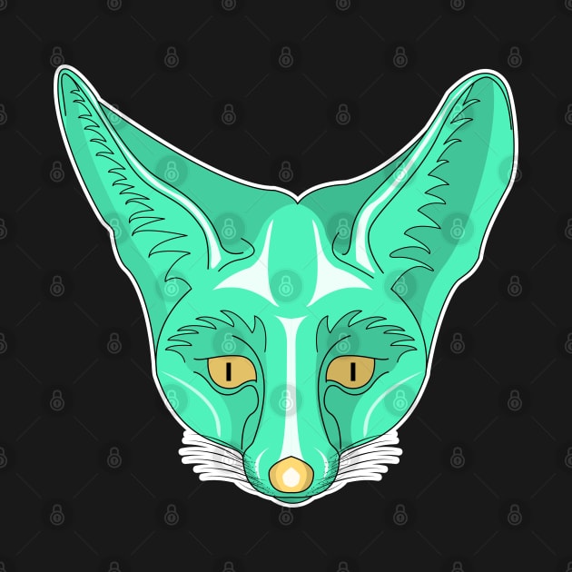 cyan rappel fox face by dwalikur