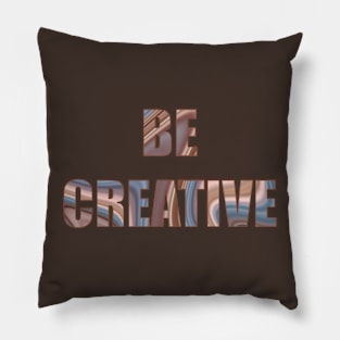 blue pink grey liquid agate on text be creative Pillow