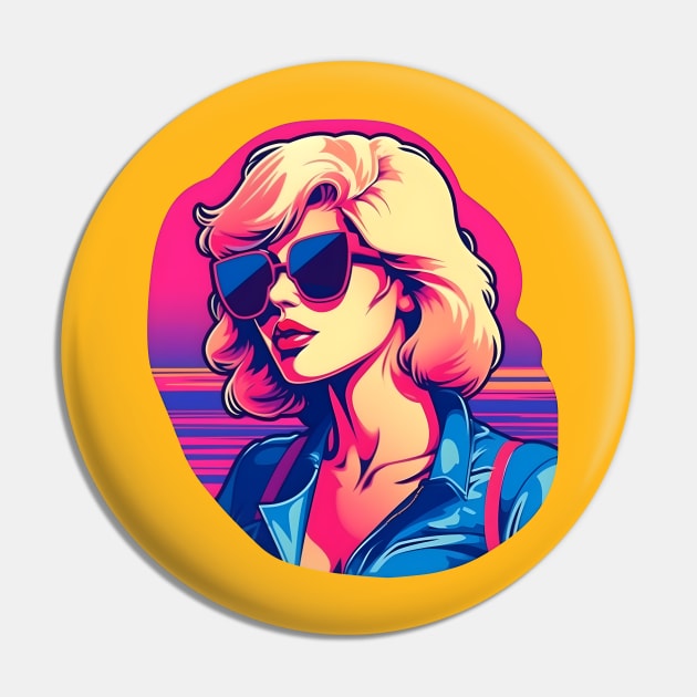 80s synthwave blonde girl with sunglasses Pin by Clearmind Arts