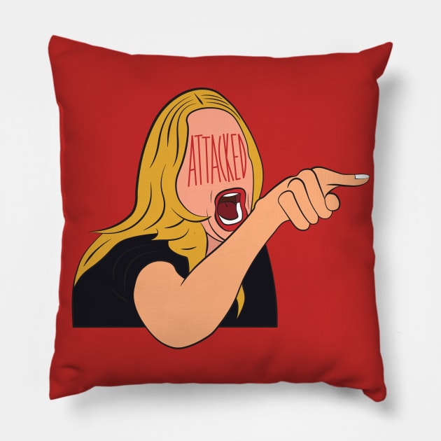 Attacked Angry Finger Pointing Housewife Pillow by RelatableMillennials