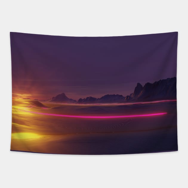 Synthwave Sunset Tapestry by AxiomDesign