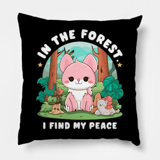 In the forest I find my peace cat Pillow