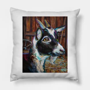 Cute Baby Goat in a Barn Pillow