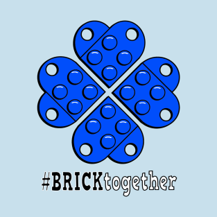 Brick Together Heart Flower - Blue T-Shirt