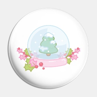 Christmas Pink Snowglobe Christmas Tree Pin