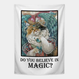 Angel Cat Princess - Do You Believe In Magic - Black Outlined Version Tapestry