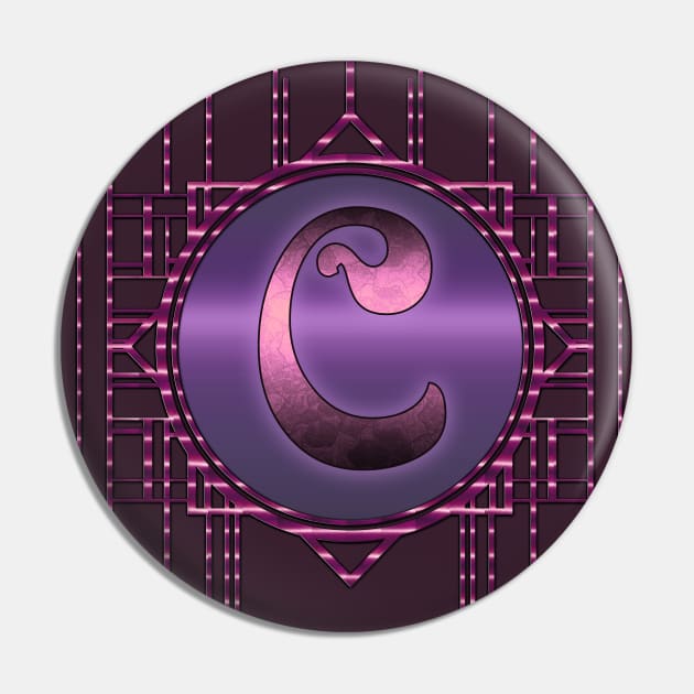 Retro Glamour Burlesque showgirl Letters Purple Initial C Pin by designsbyxarah