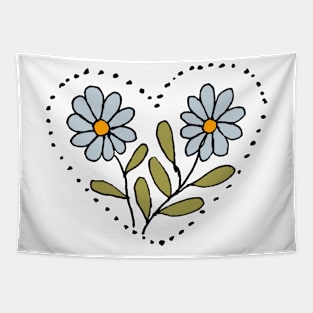 Blue flower heart Tapestry