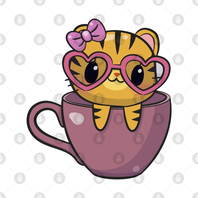 Cute Tiger in cup of coffee by Reginast777