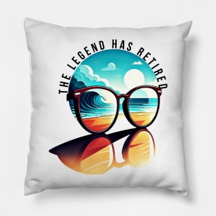 The Legend has Retired, vintage sunset design Pillow