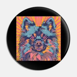 Keeshond in 70's Pin