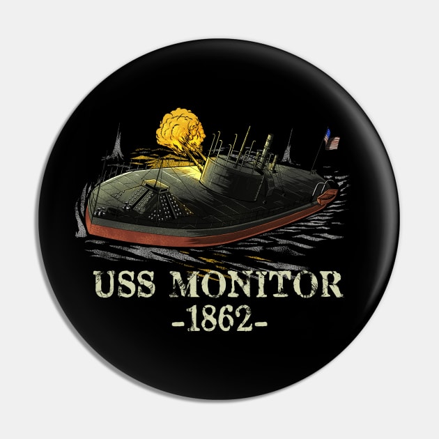 Naval History American Civil War USS Monitor Ironclad Ship Pin by Styr Designs