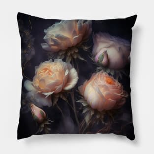 Iridescent pastel roses 10 Pillow