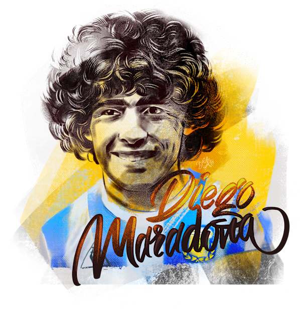 Diego Maradona Kids T-Shirt by BessAli