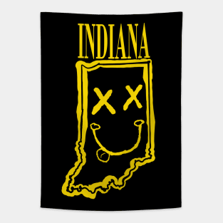 Grunge Heads Indiana Happy Smiling 90's style Grunge Face X eyes Tapestry