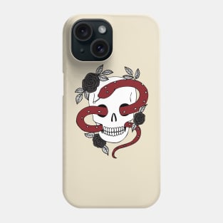 Gothic Halloween Skull and snake - black and white by Cecca Designs Phone Case