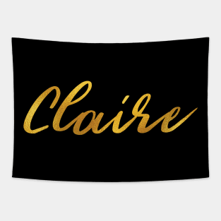 Claire Name Hand Lettering in Faux Gold Letters Tapestry