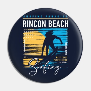 Retro Rincon Beach Surfing // Surfers Paradise // Surf California Pin