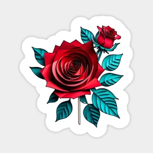 Beautiful Red Rose - Papercut STyle Magnet