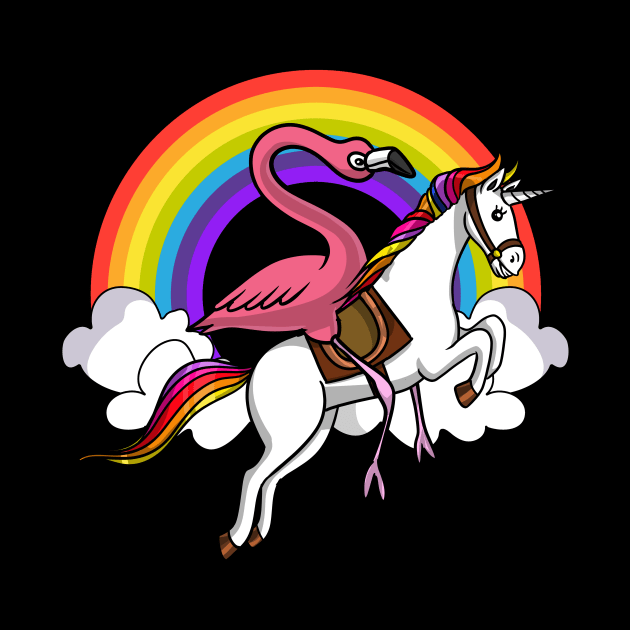 Flamingo Bird Riding Unicorn by underheaven