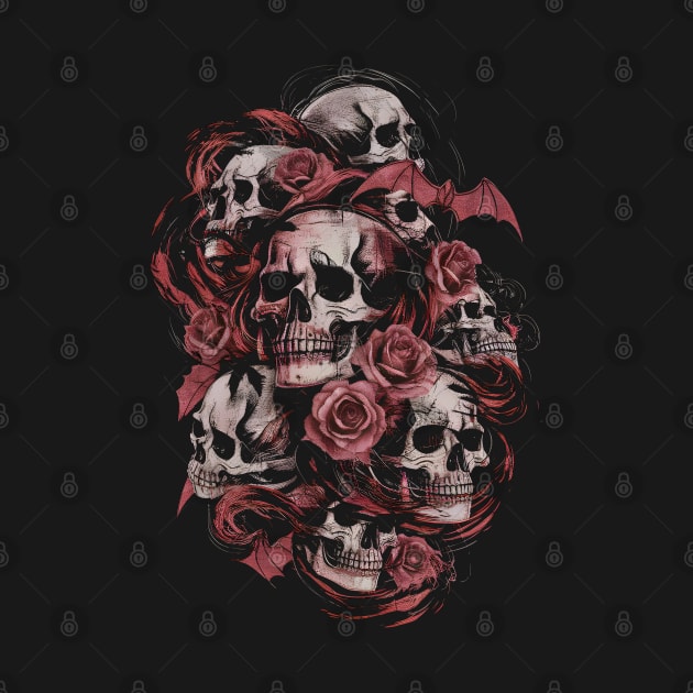 Skulls, Bats And Roses by Custom Prints HD