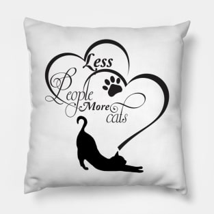 Less People More Cats Silhouette Pillow