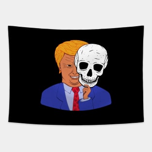 Scary Trump with Halloween Skeleton Mask Tapestry