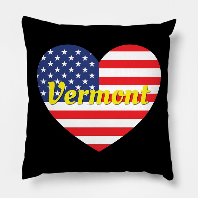 Vermont American Flag Heart Pillow by DPattonPD